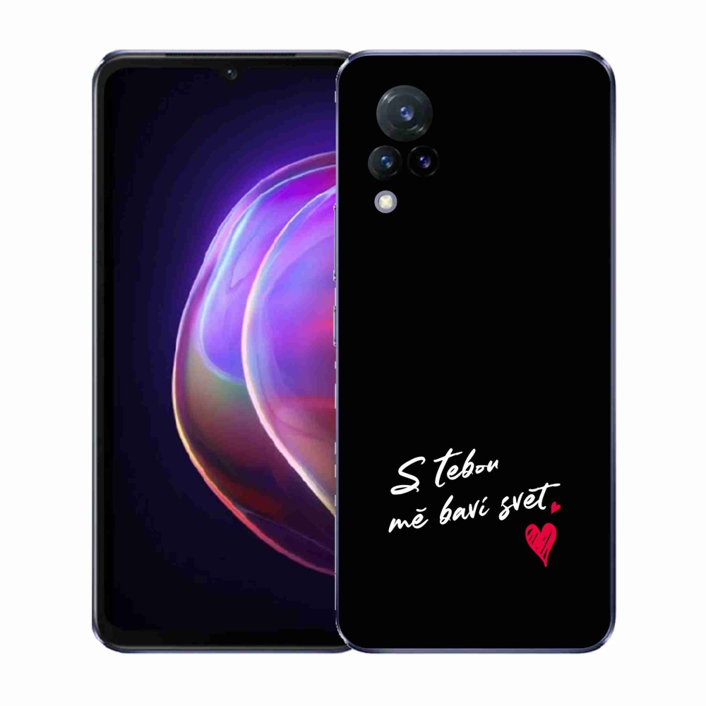 Gelový kryt mmCase na Vivo V21 4G/5G - zamilovaný text 1 černé pozadí