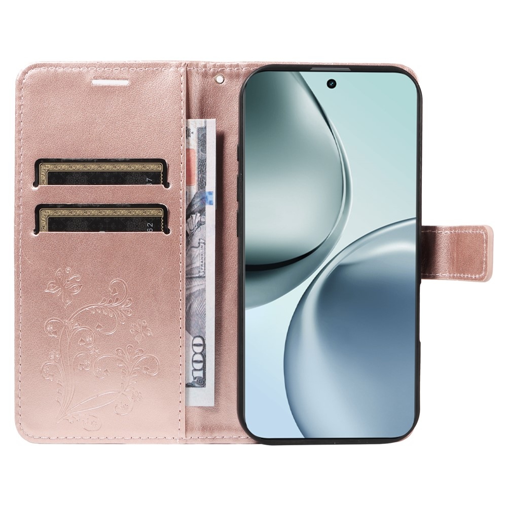 Big Butterfly knížkové pouzdro na Realme 14 Pro+ 5G - růžovozlaté