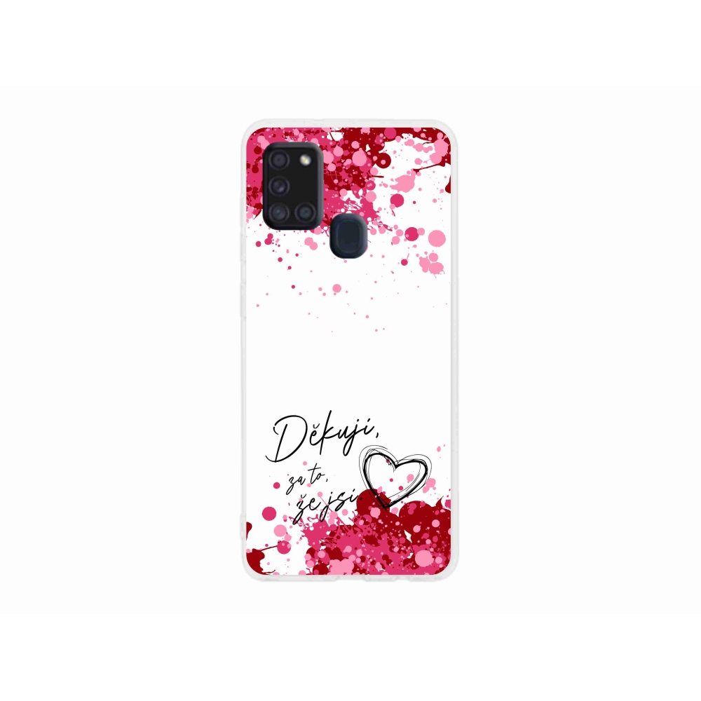 Gelový kryt mmCase na Samsung Galaxy A21s - zamilovaný text 2 bílé pozadí