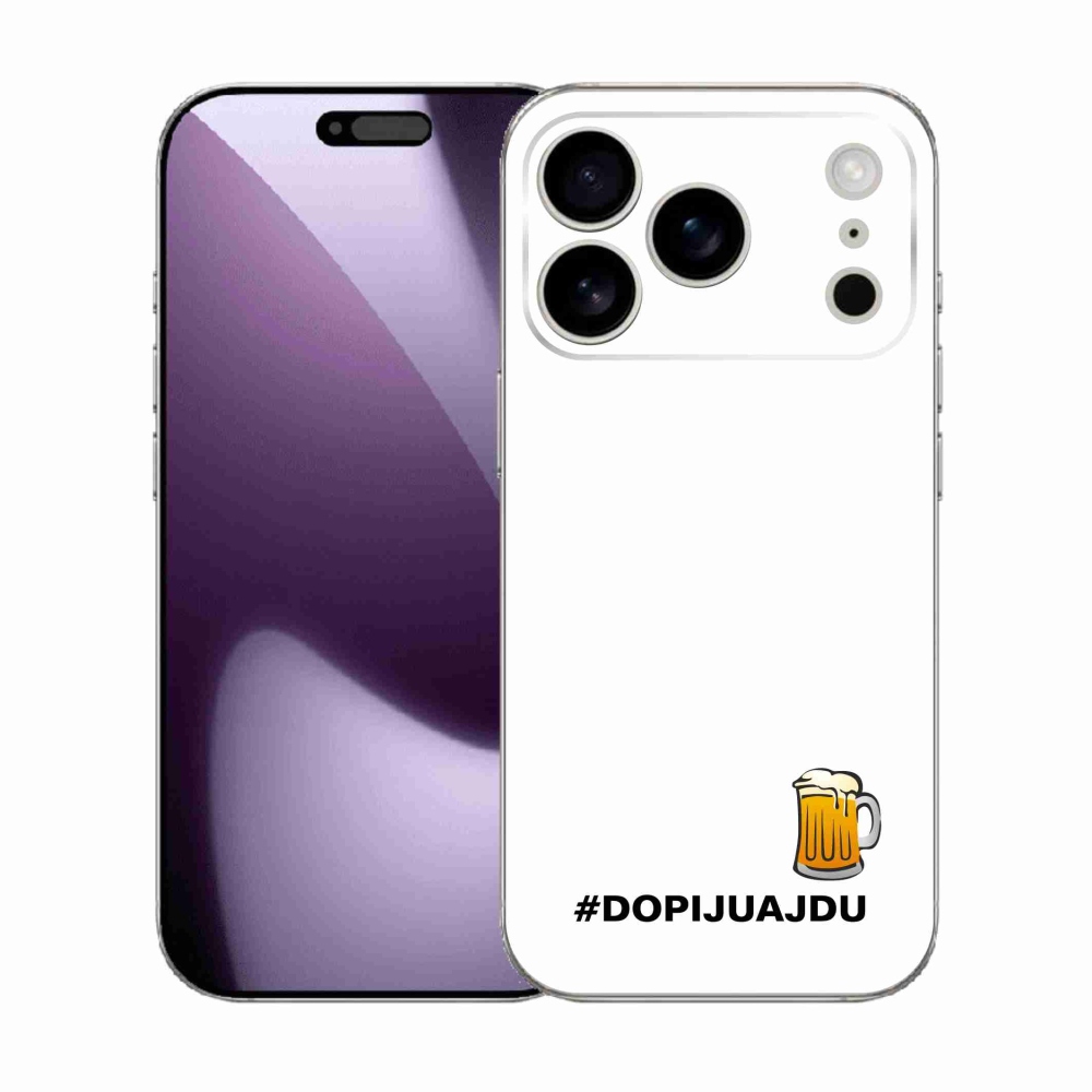 Gelový kryt mmCase na iPhone 17 Pro - pivní motiv 1 bílé pozadí