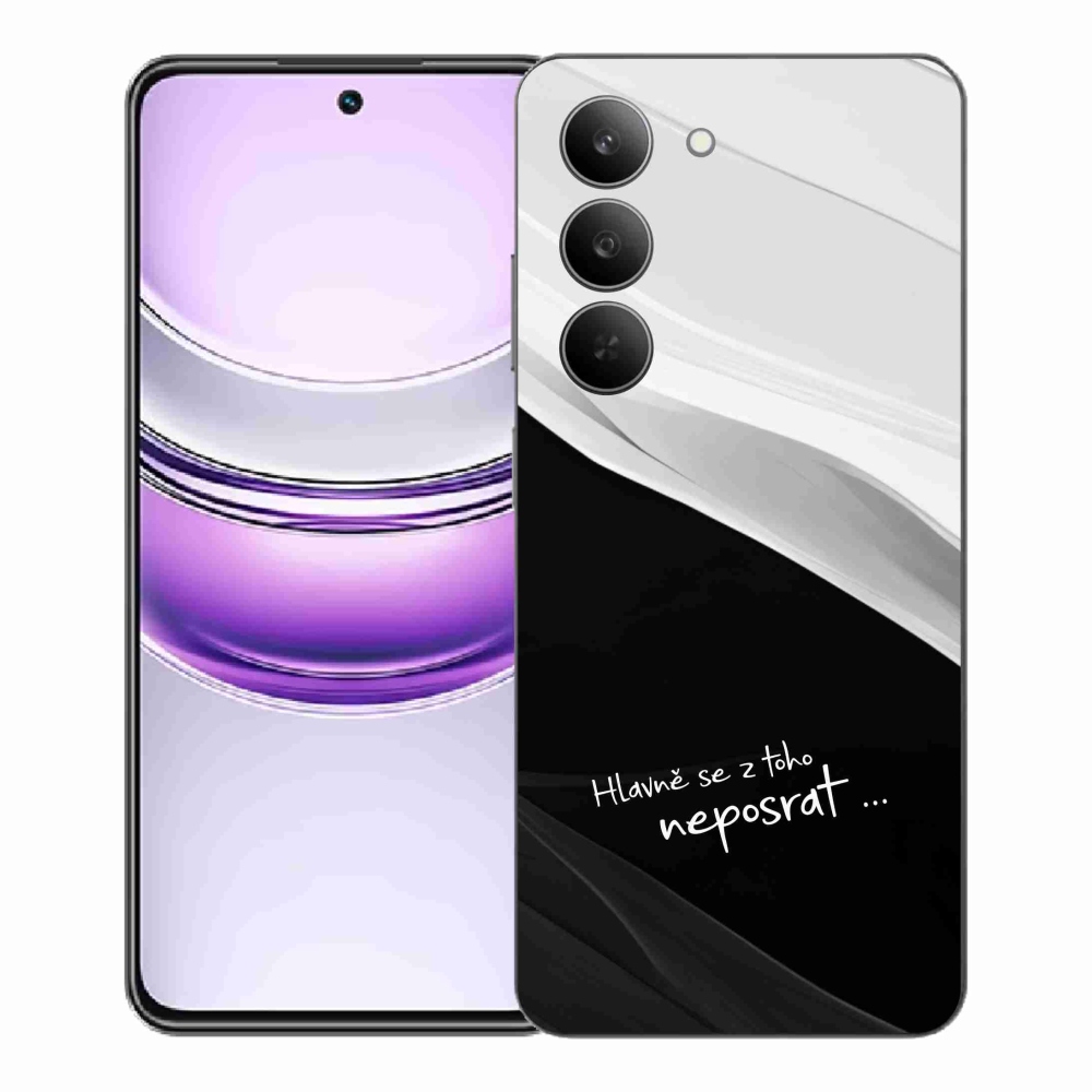 Gelový kryt mmCase na Realme 14x 5G - vtipný text 13 černobílé pozadí