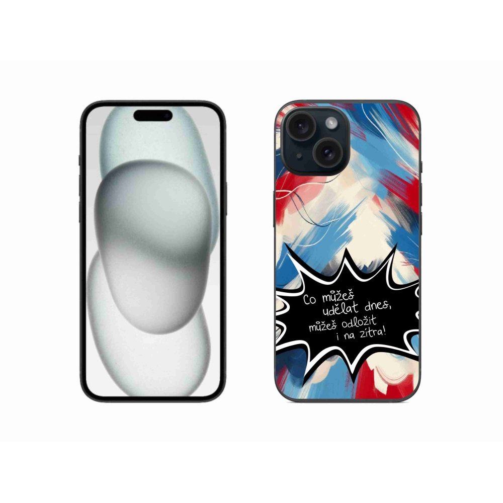Gelový kryt mmCase na iPhone 15 - vtipný text 9 černé pozadí