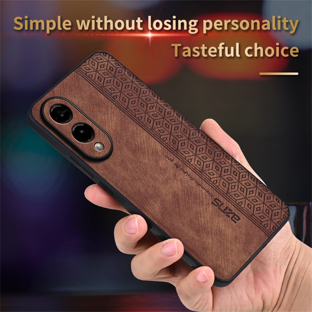 AZNS gelový obal potažený PU kůží pro mobil Samsung Galaxy S25 Edge - hnědý