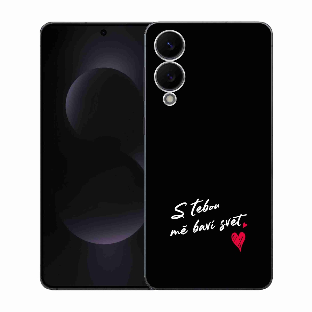 Gelový kryt mmCase na Samsung Galaxy S25 Edge - zamilovaný text 1 černé pozadí