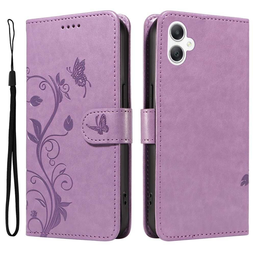 Flowery knížkové pouzdro na Samsung Galaxy A06 4G - fialové