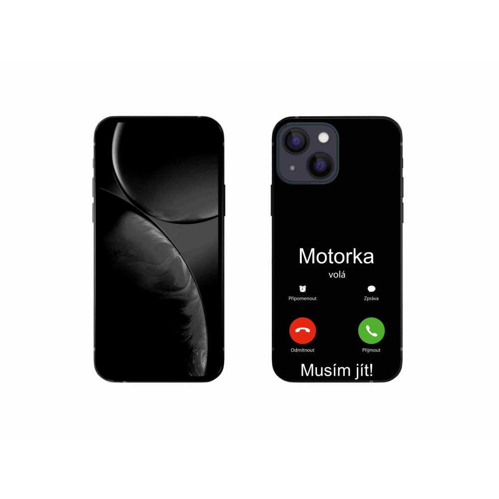 Gelový kryt mmCase na iPhone 13 mini 5.4 - motorka volá černé pozadí