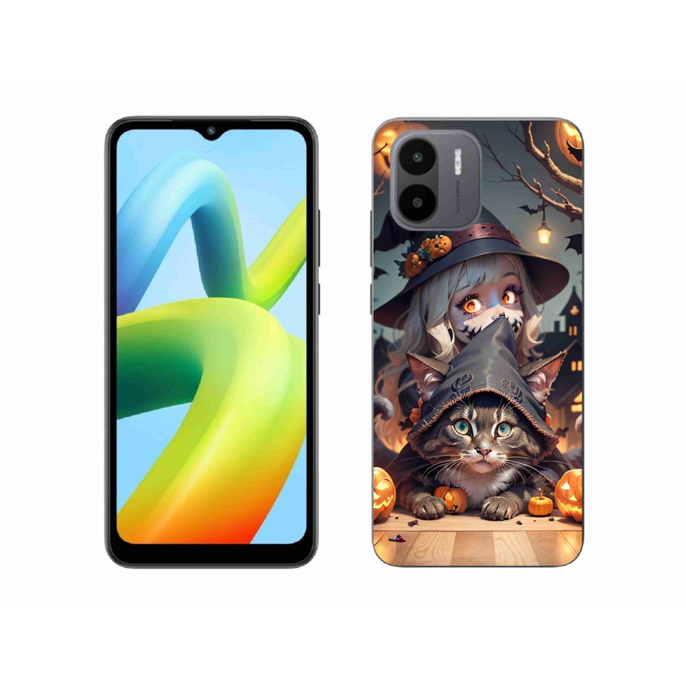 Gelový kryt mmCase na Xiaomi Redmi A1/Redmi A2 - čarodějnice s kočkou