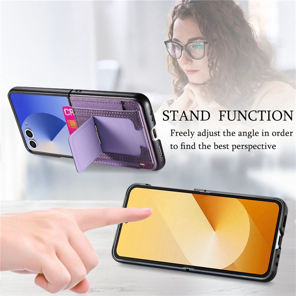 Luxurious plastový kryt s umělou kůží na Samsung Galaxy Z Flip7 5G - fialový