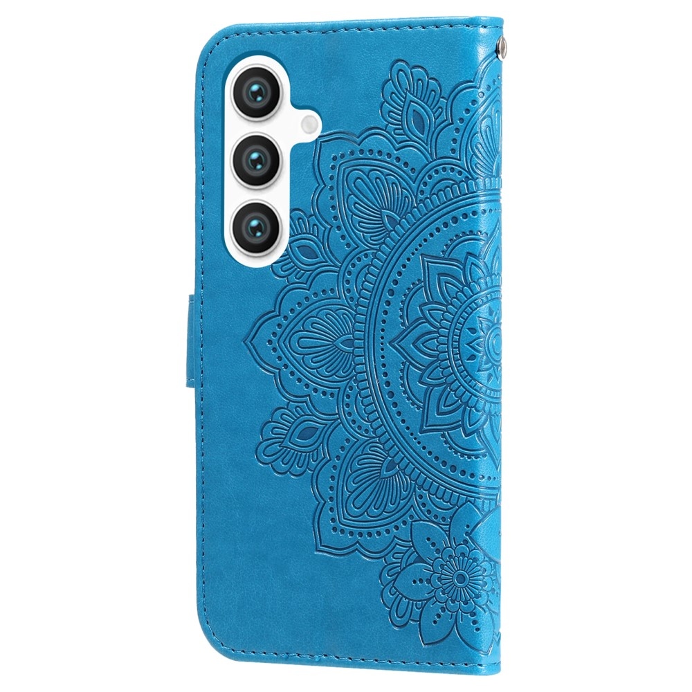 Floral knížkové pouzdro na Samsung Galaxy S25+ - modré