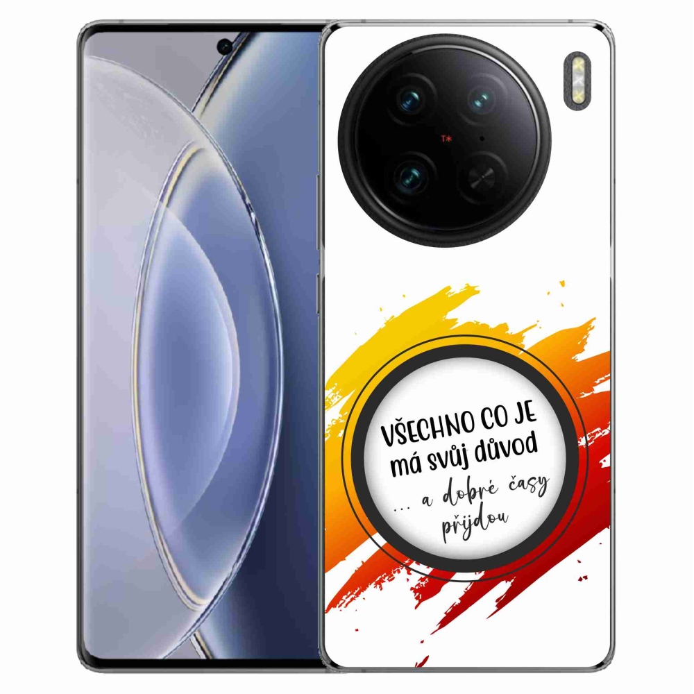 Gelový kryt mmCase na Vivo X90 Pro - citát 3 bílé pozadí