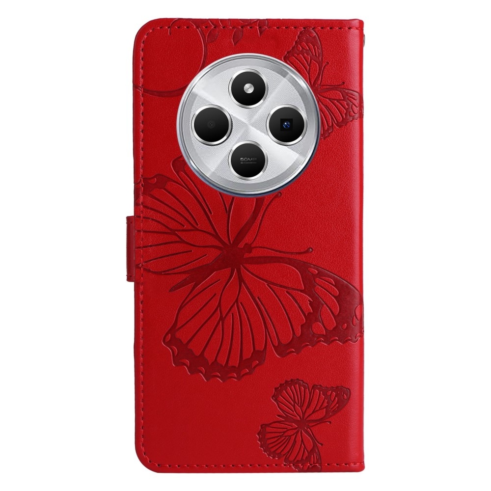 Big Butterfly knížkové pouzdro na Xiaomi Redmi 14C/Poco C75 - červené