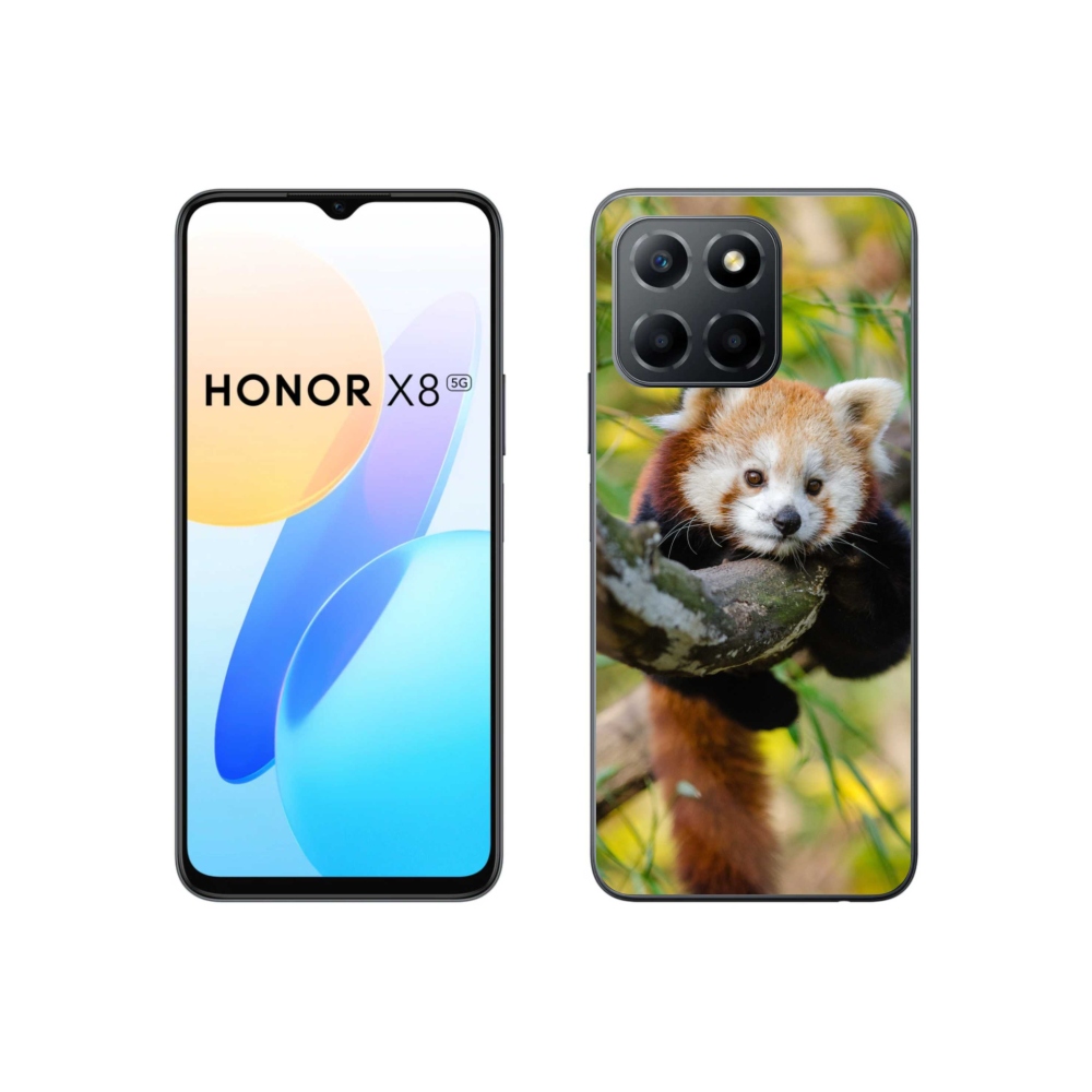 Gelový kryt mmCase na Honor X8 5G/70 Lite 5G - panda červená