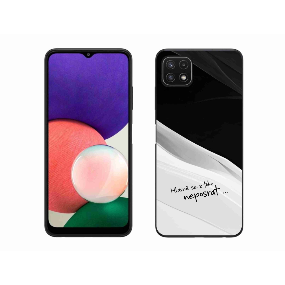 Gelový kryt mmCase na Samsung Galaxy A22 5G - vtipný text 13 bíločerné pozadí