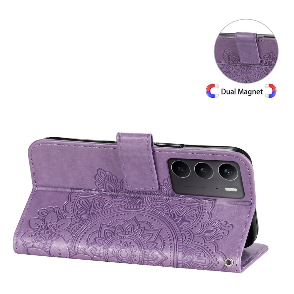 Mandala knížkové pouzdro na Realme C75 - fialové