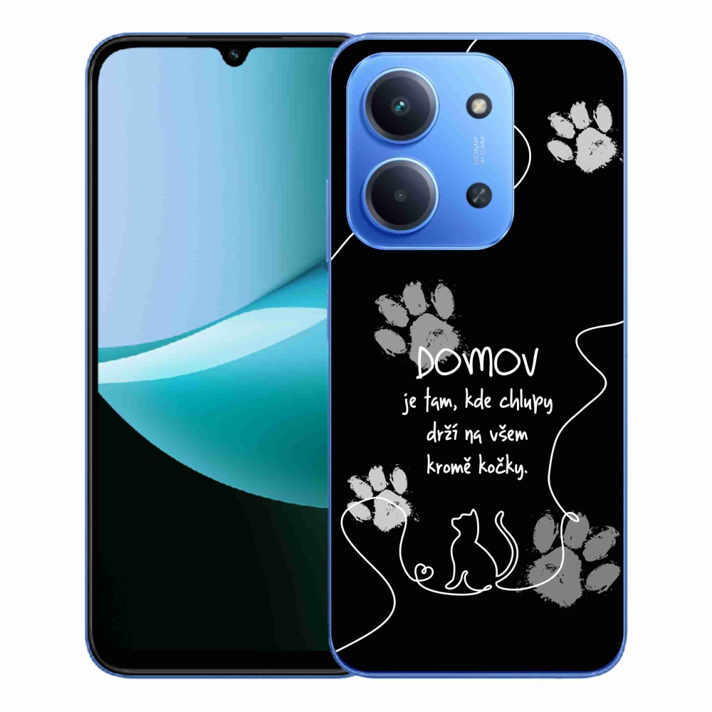 Gelový kryt mmCase na Xiaomi Redmi 15C 4G/5G (173mm) - kočičí motiv černé pozadí
