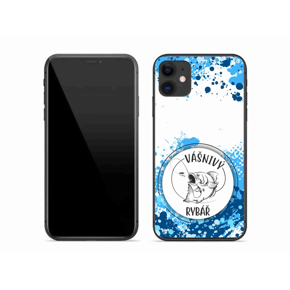 Gelový kryt mmCase na iPhone 11 - vášnivý rybář bílé pozadí