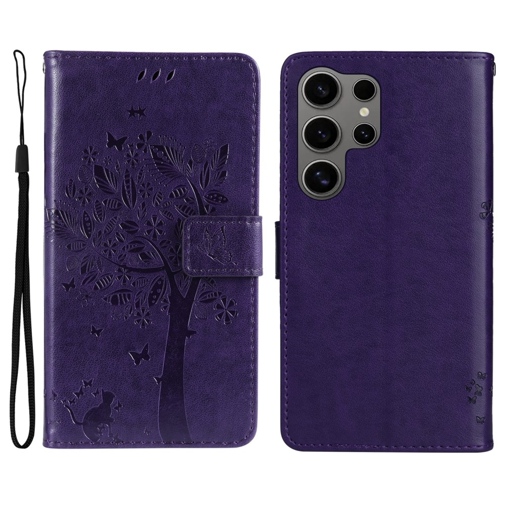 Trees knížkové pouzdro na Samsung Galaxy S25 Ultra - tmavěfialové