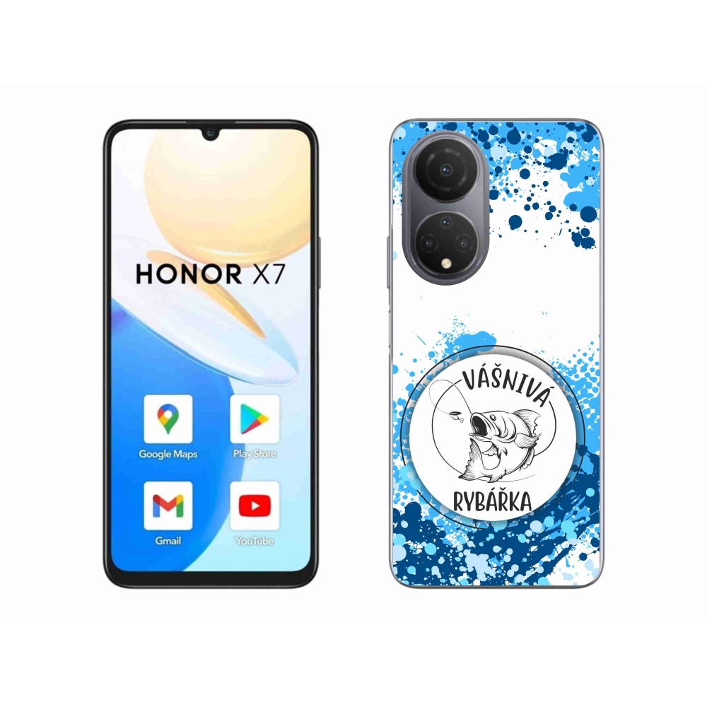 Gelový kryt mmCase na Honor X7 - vášnivá rybářka bílé pozadí