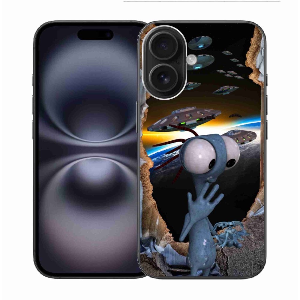 Gelový kryt mmCase na iPhone 16 - mimozemšťan