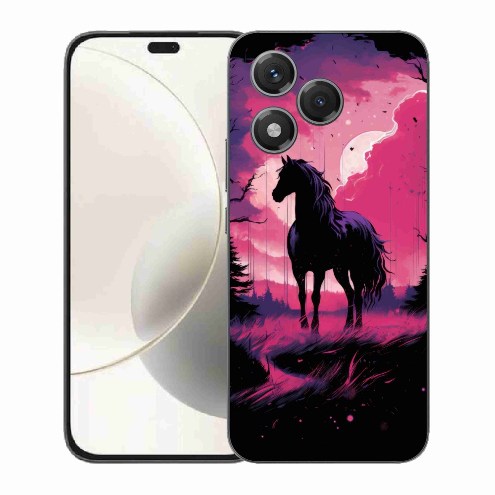 Gelový kryt mmCase na Honor 400 Lite - černý kreslený kůň 1