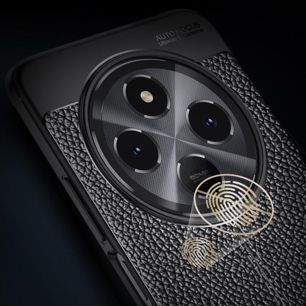 Litchi odolný gelový obal na Xiaomi Redmi 14C/Poco C75 - černý