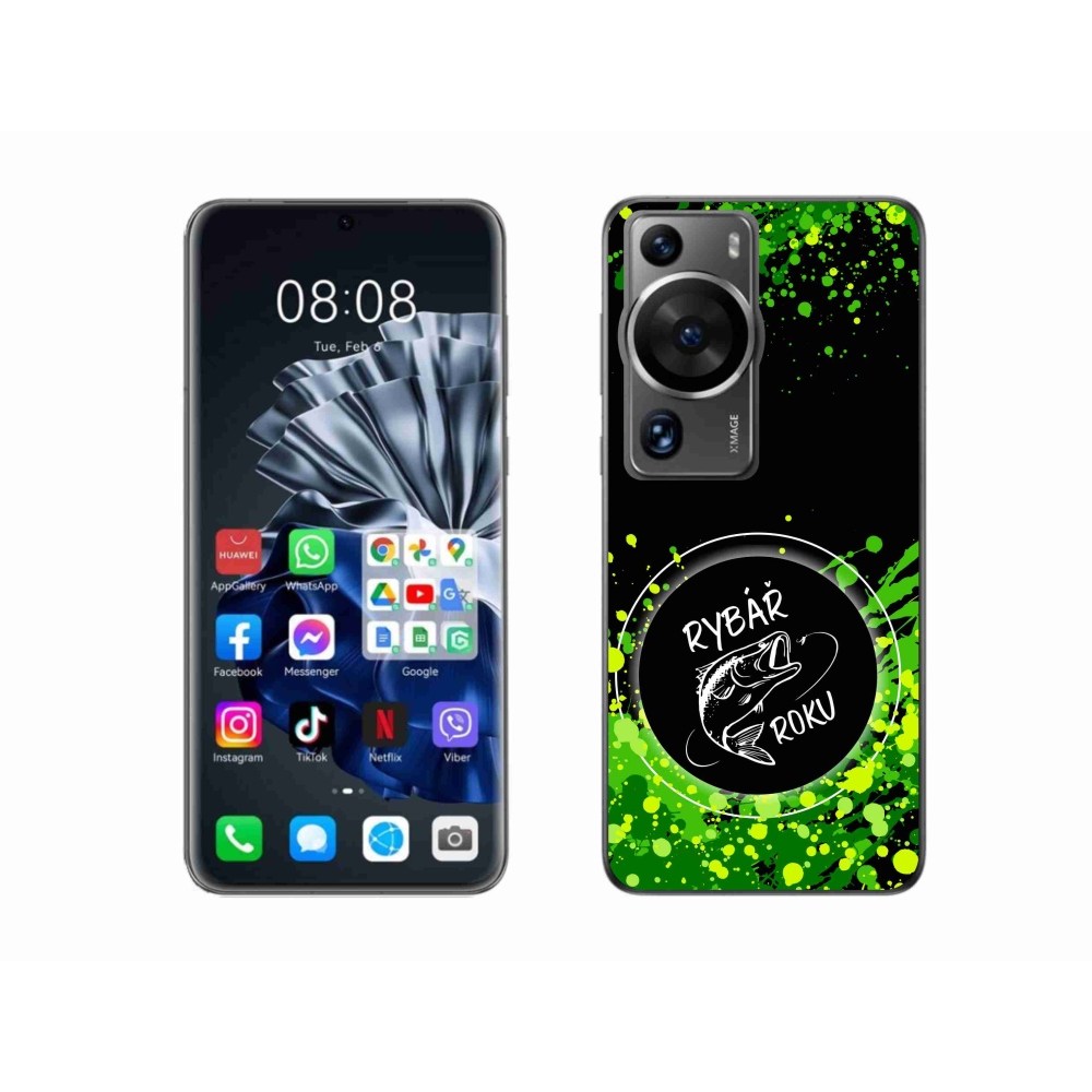 Gelový kryt mmCase na Huawei P60 Pro - rybář roku černé pozadí