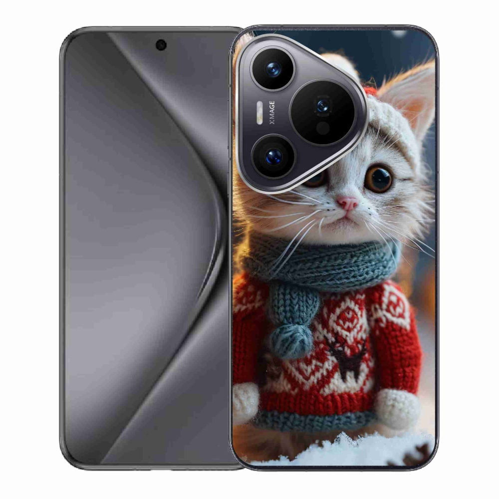 Gelový kryt mmCase na Huawei Pura 70 - kotě ve svetru