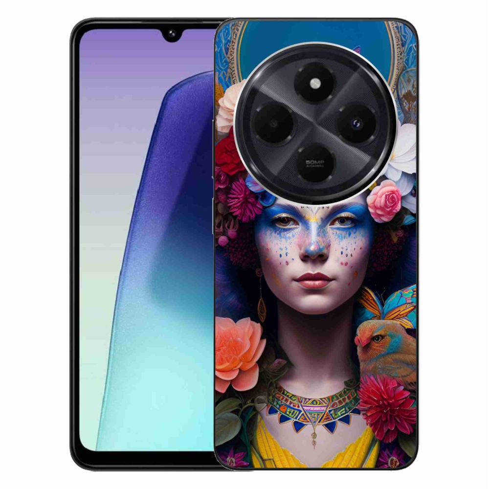 Gelový kryt mmCase na Xiaomi Redmi 14C/Poco C75 - žena s květinami