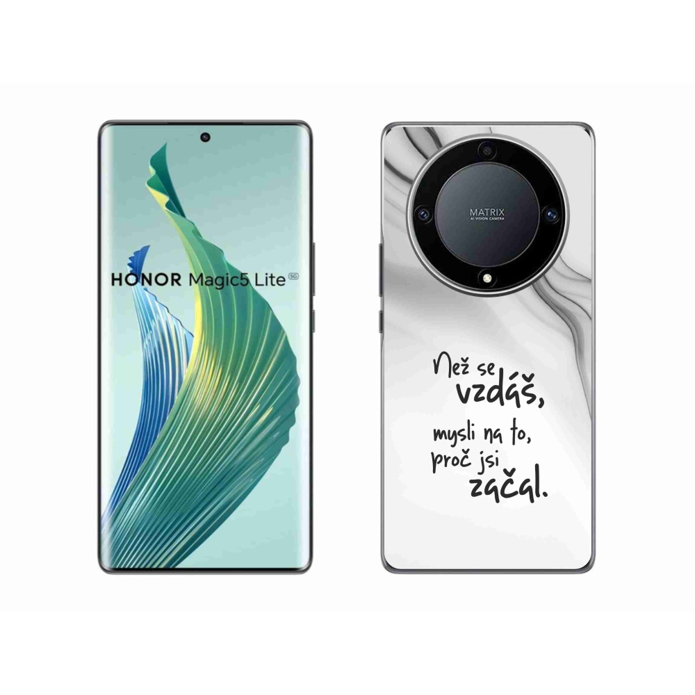 Gelový kryt mmCase na Honor Magic 5 Lite 5G - citát 2 bílé pozadí