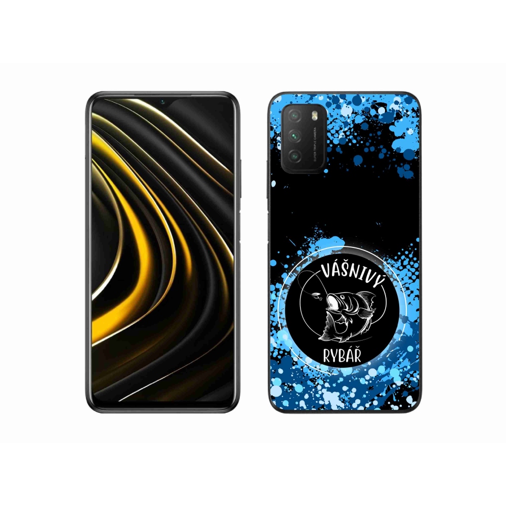 Gelový kryt mmCase na Xiaomi Poco M3 - vášnivý rybář černé pozadí