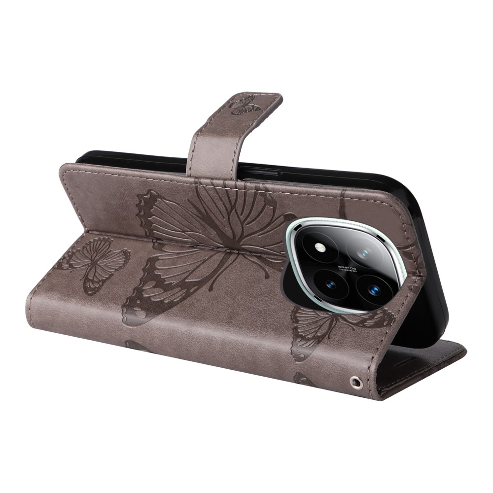 Big Butterfly knížkové pouzdro na Xiaomi Redmi Note 14 Pro 5G/Poco X7 5G/Note 14 Pro+ 5G - šedé