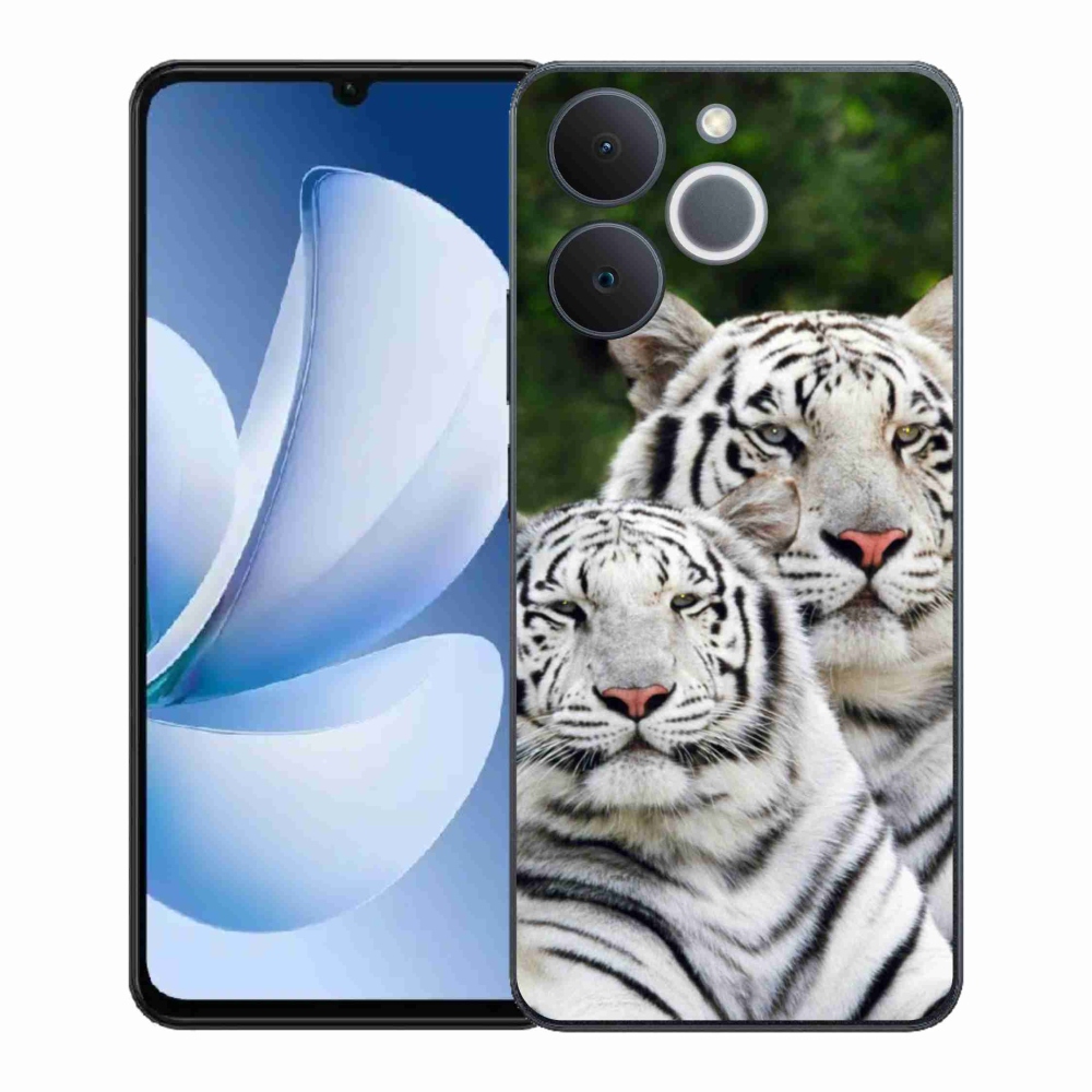 Gelový kryt mmCase na Realme Note 70T - bílí tygři