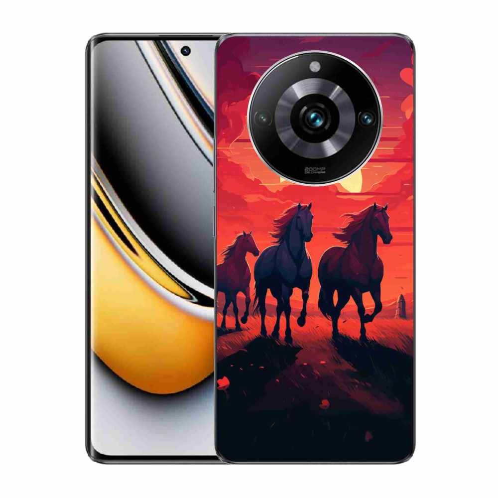 Gelový kryt mmCase na Realme 11 Pro/11 Pro+ - koně a západ slunce