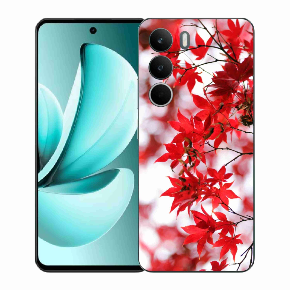 Gelový kryt mmCase na Realme C71 - červené listy
