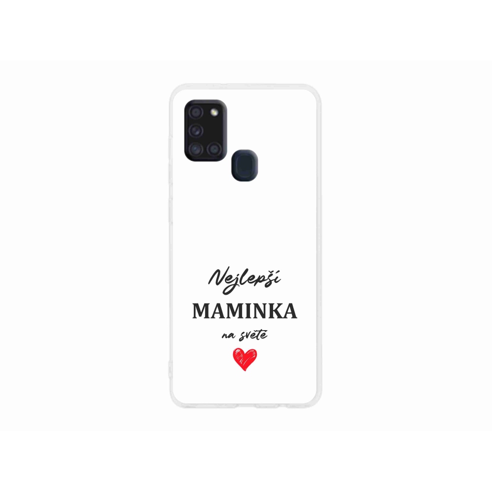 Gelový kryt mmCase na Samsung Galaxy A21s - nejlepší maminka 1 bílé pozadí