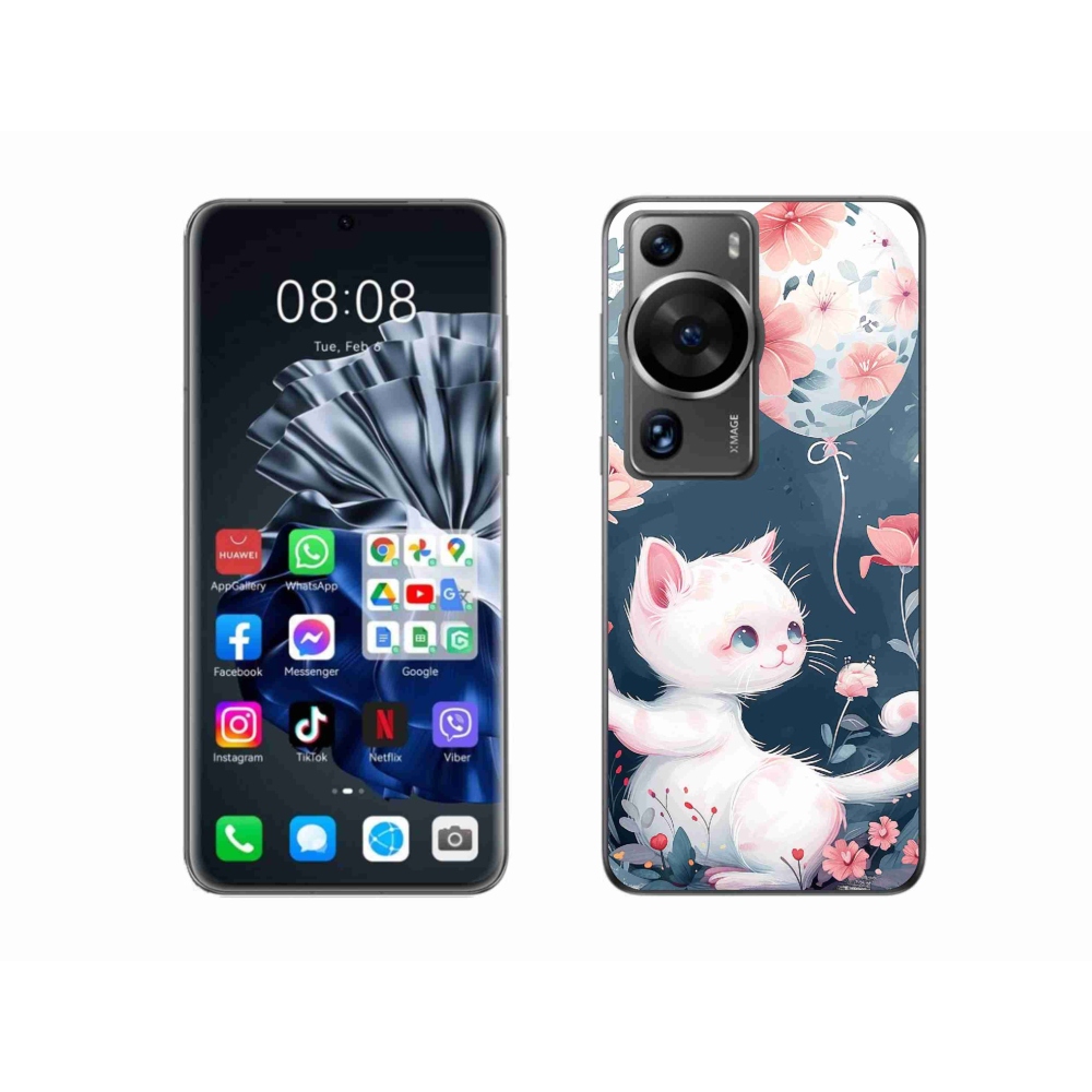 Gelový kryt mmCase na Huawei P60 Pro - kotě s balónkem