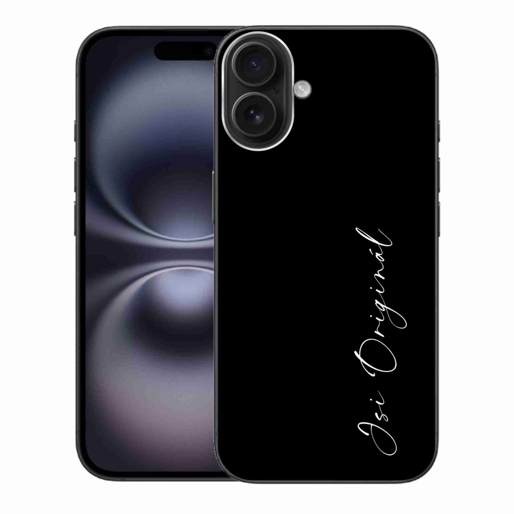 Gelový kryt mmCase na iPhone 16 Plus - jsi originál černé pozadí