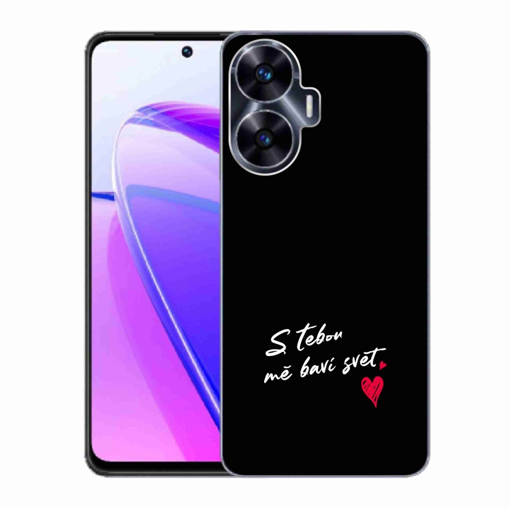 Gelový kryt mmCase na Realme C55 - zamilovaný text 1 černé pozadí