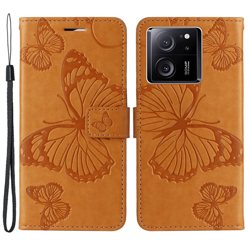 Big butterfly knížkové pouzdro na Xiaomi 13T/13T Pro - žluté
