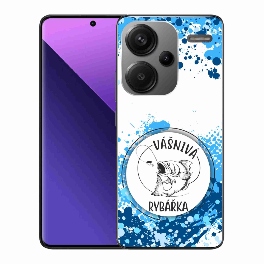 Gelový kryt mmCase na Xiaomi Redmi Note 13 Pro+ 5G - vášnivá rybářka bílé pozadí
