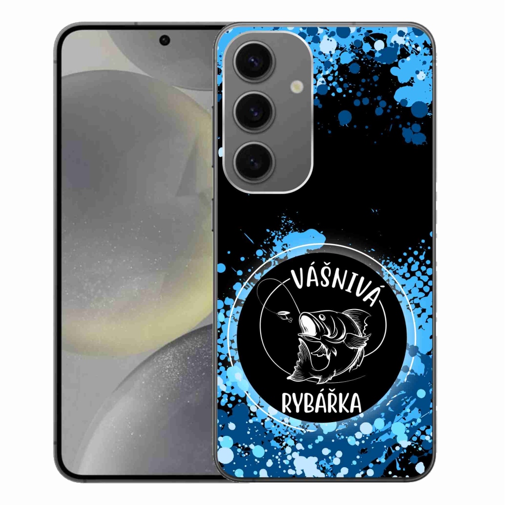 Gelový kryt mmCase na Samsung Galaxy S24+ - vášnivá rybářka černé pozadí