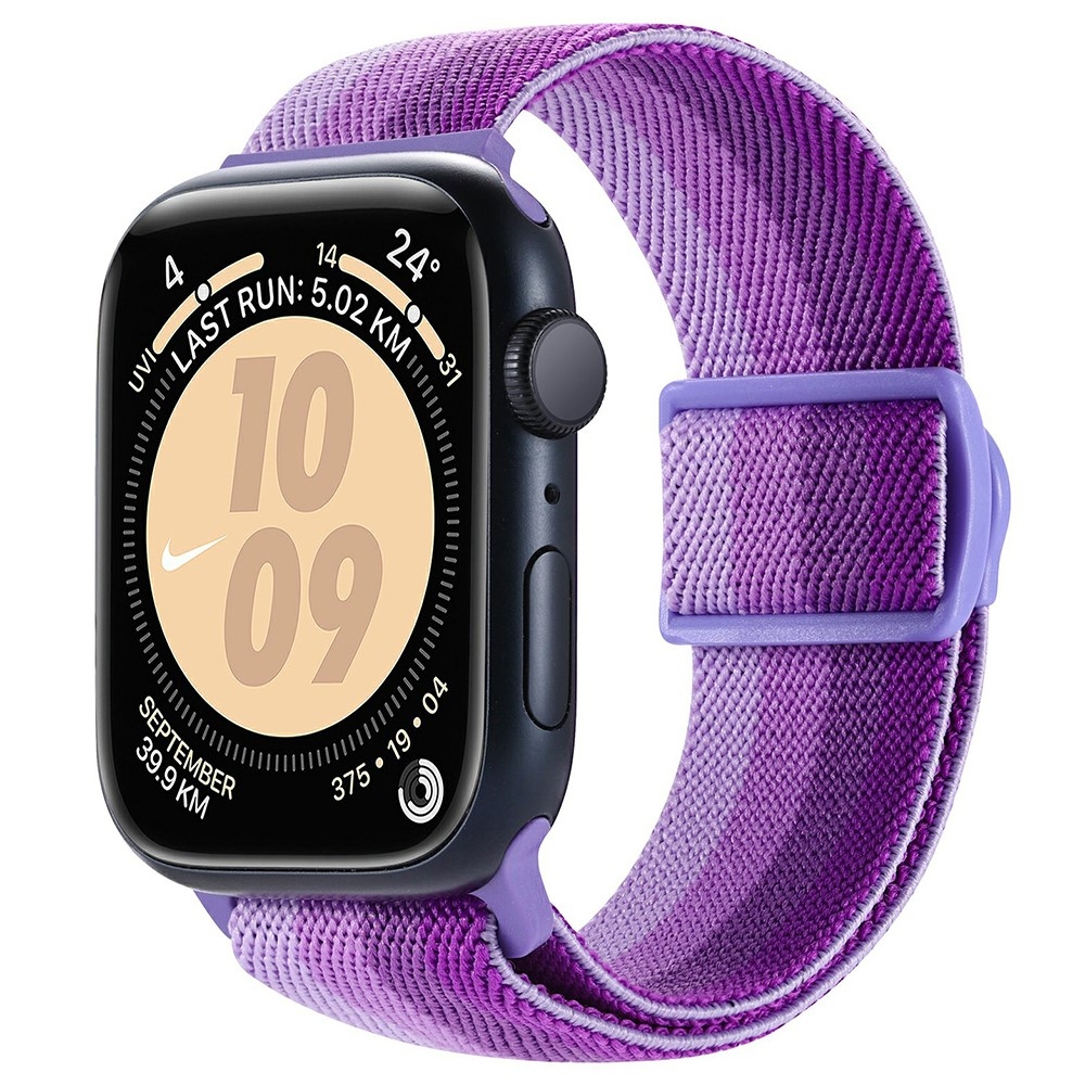 Gradient nylonový řemínek na Apple Watch Ultra/Ultra 2 49mm/SE/SE 2022/2023 44mm/9/8/7 45mm/6/5/4 44mm/3/2/1 42 mm - fialové pruhy