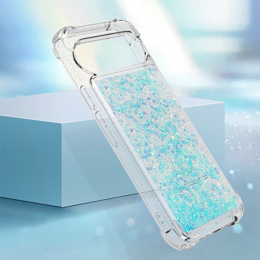 Glitter přesýpací gelový obal na Google Pixel 10 Pro/Pixel 10 - modrý/hvězdičky