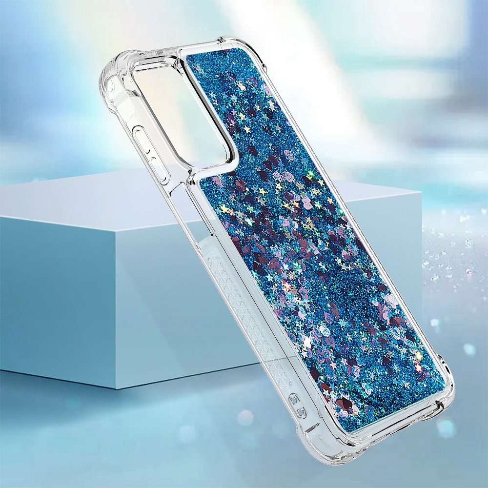 Glitter přesýpací gelový obal na Samsung Galaxy A26 5G - modrý/srdíčka