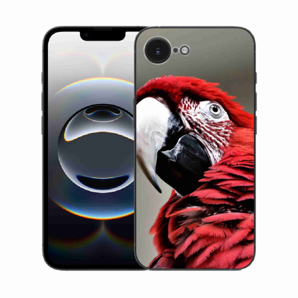 Gelový kryt mmCase na iPhone 16e - papoušek ara červený