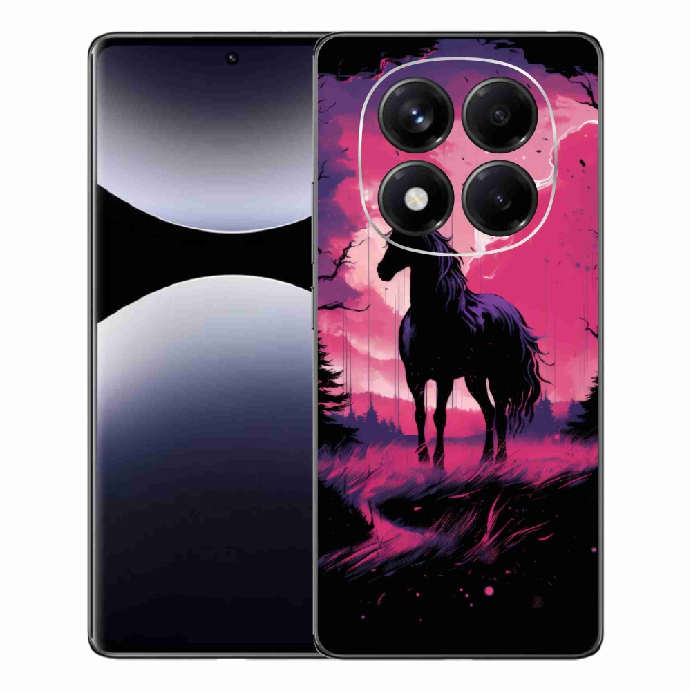 Gelový kryt mmCase na Xiaomi Redmi Note 14 Pro - černý kreslený kůň 1