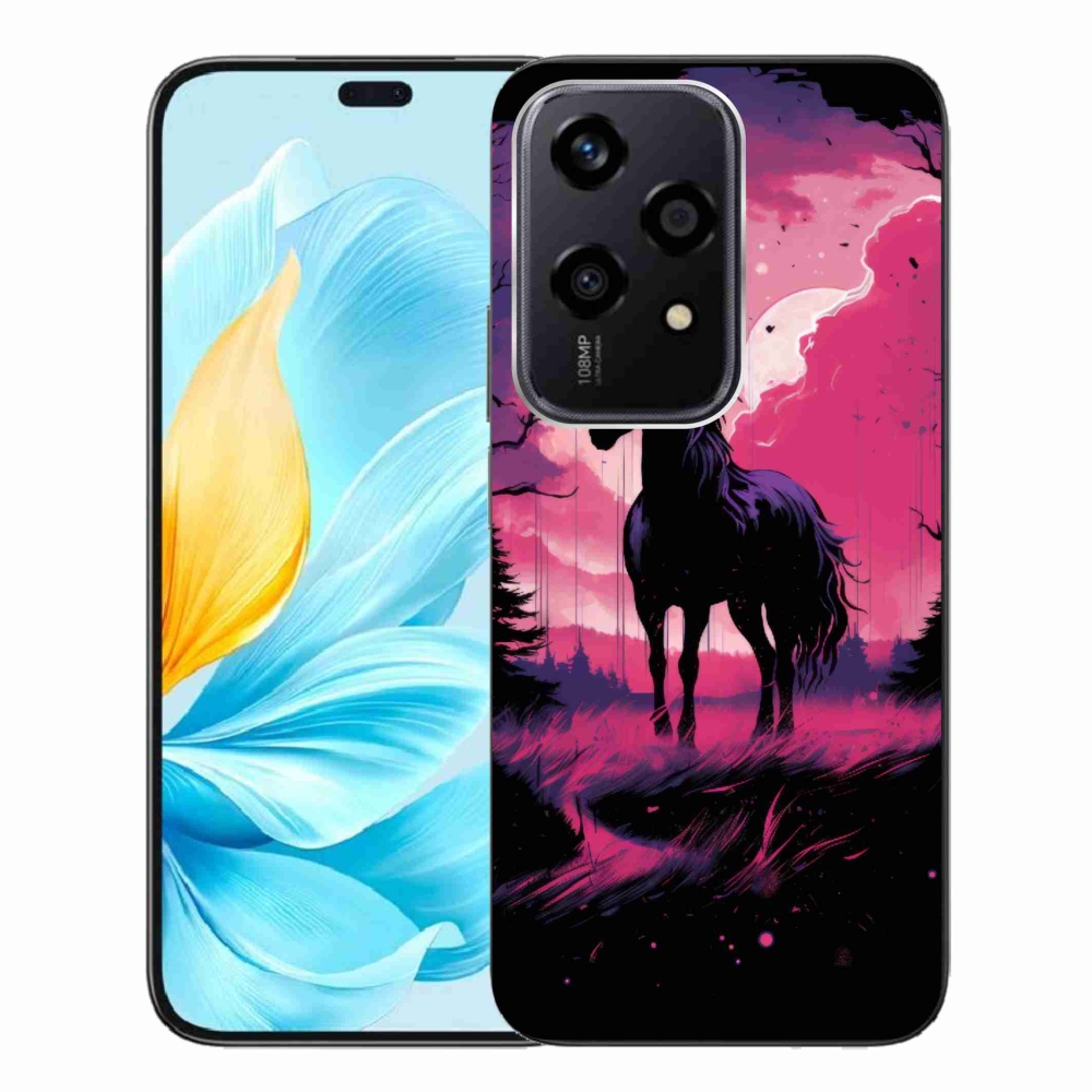 Gelový kryt mmCase na Honor 200 Lite 5G - černý kreslený kůň 1