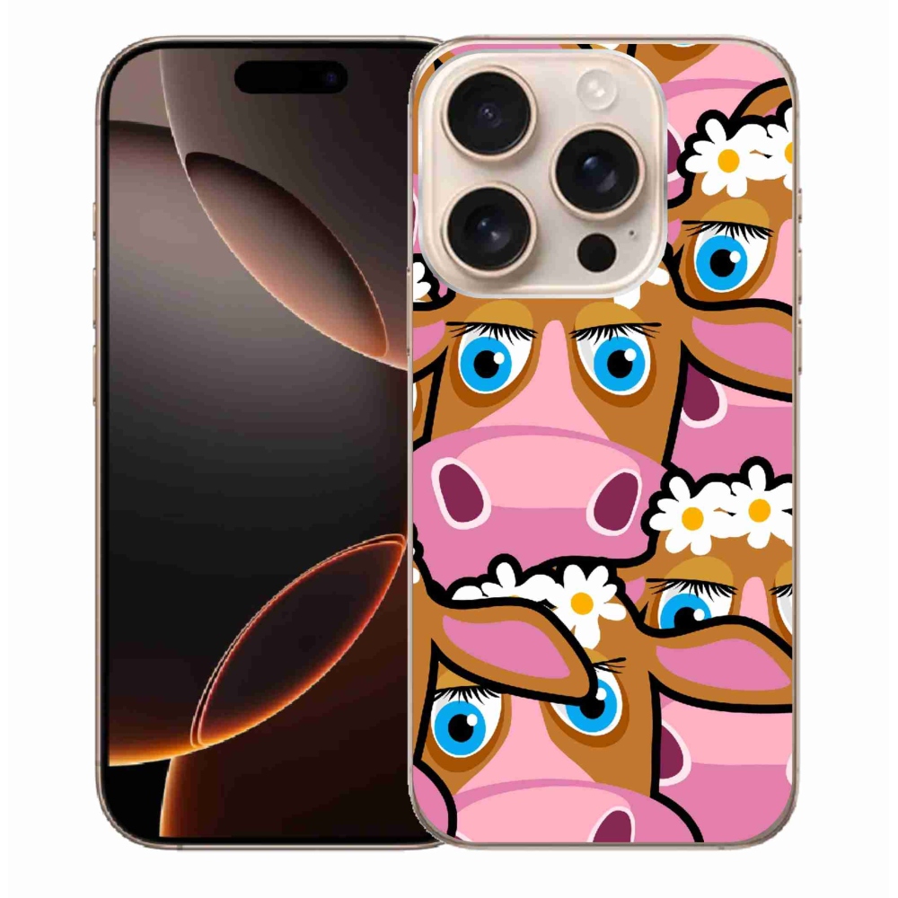 Gelový kryt mmCase na iPhone 16 Pro Max - kreslené kravičky