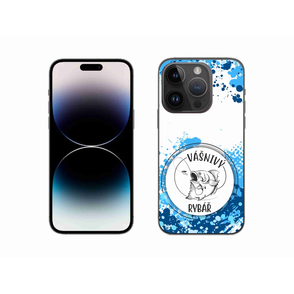 Gelový kryt mmCase na iPhone 14 Pro 6.1 - vášnivý rybář bílé pozadí