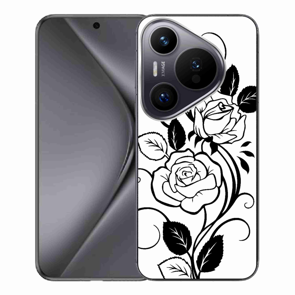 Gelový kryt mmCase na Huawei Pura 70 Pro - černobílá růže